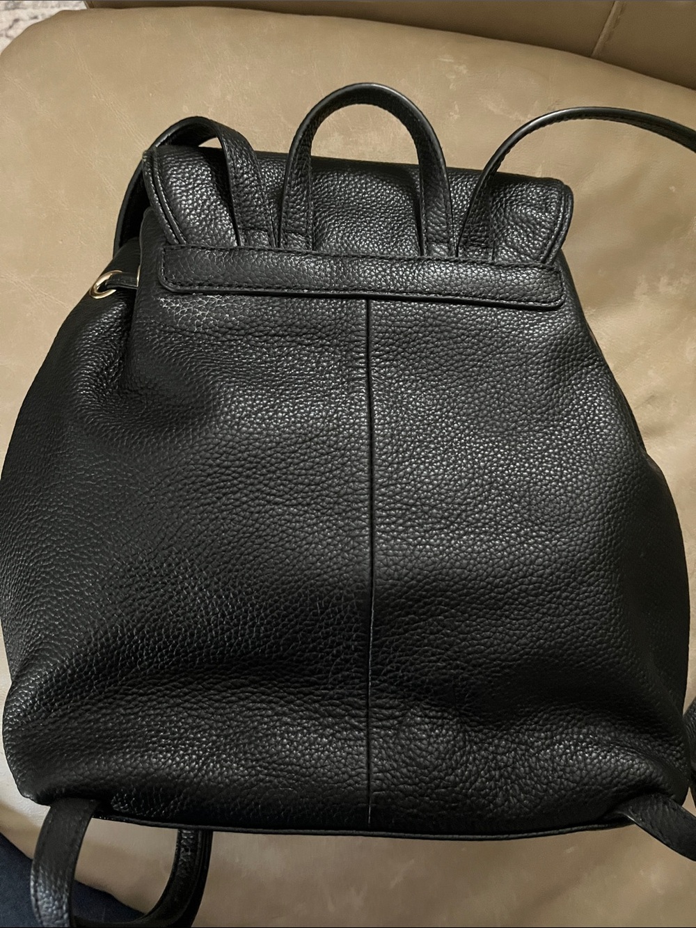 KATE SPADE Black Pebbled Leather Drawstring Backpack - Picture 3 of 5